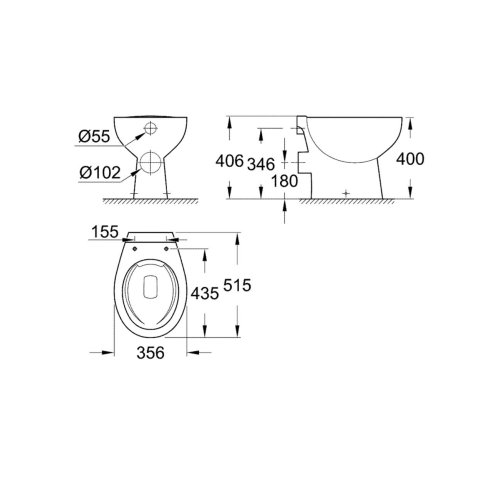 Grohe Bau Ceramic - Stojící WC, rimless, alpská bílá 39430000