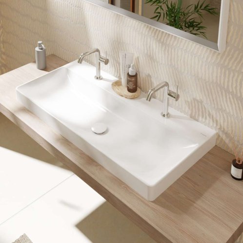 Hansgrohe Xelu Q - Umyvadlo 100x48 cm, bez přepadu, 2 otvory pro baterii, SmartClean, bílá 61040450