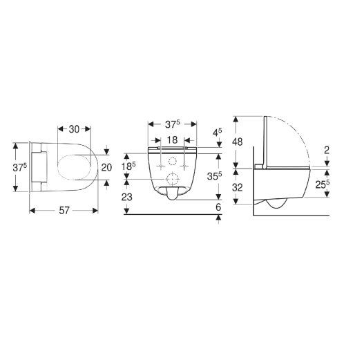 Geberit AquaClean - Elektronický bidet Sela s keramikou, závěsný, TurboFlush, SoftClosing, KeraTect, bílá/lesklý chrom 146.220.21.1