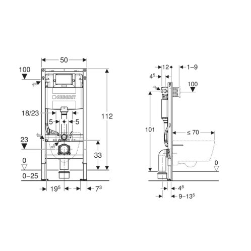 Geberit Duofix - Předstěnová instalace pro závěsné WC, výška 1,12 m 111.060.00.2