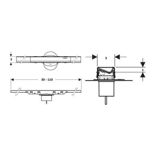 Geberit CleanLine - Sprchový žlab 30-110 cm, kartáčovaný černý chrom 154.448.QC.2
