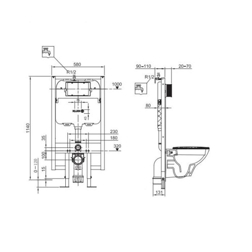 Kludi Unifix - Předstěnová instalace pro závěsné WC, výška 114 cm 79102