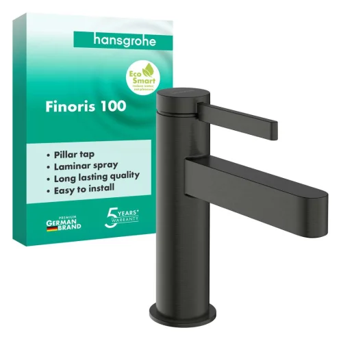 Hansgrohe Finoris - Umyvadlový ventil, pro studenou vodu, EcoSmart, kartáčovaný černý chrom 76013340