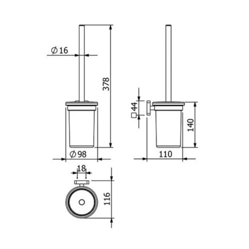 Kludi Vela S - WC štětka nástěnná s držákem, sklo/broušený Gunmetal 25974N2