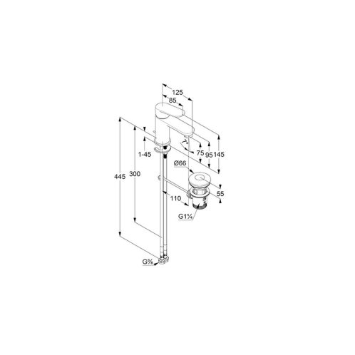 Kludi X1 - Umyvadlová baterie s výpustí, matná černá 322663975