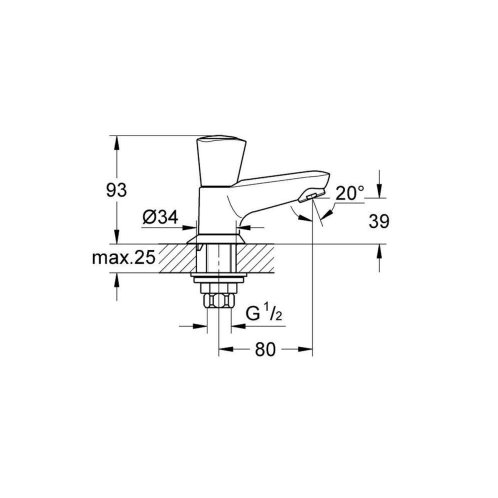 Grohe Costa S - Stojánkový ventil, pro studenou vodu, chrom 20405001