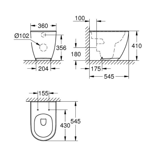 Grohe Essence - Stojící WC, rimless, PureGuard, alpská bílá 3957300H