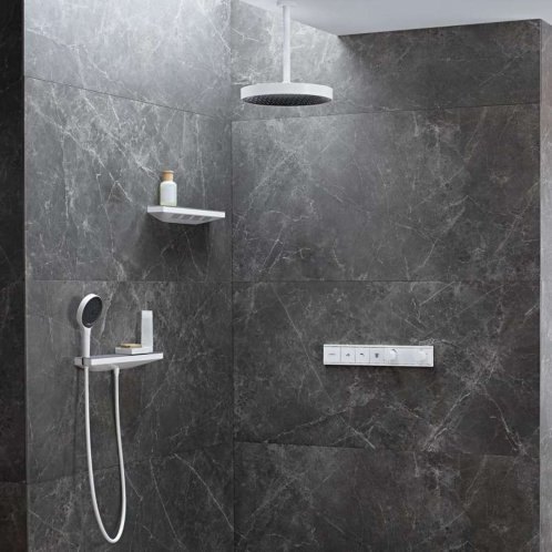 Hansgrohe Rainfinity - Nástěnné kolínko s držákem a poličkou, chrom 26843000