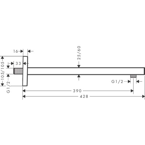 Hansgrohe - Sprchové rameno 39 cm, chrom 27694000