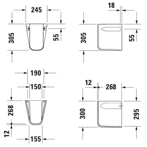 Duravit D-Code - Polosloup pro umyvadlo, bílá 08571800002