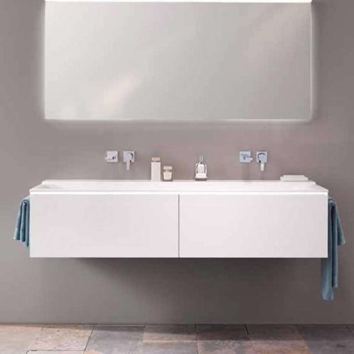 Geberit Xeno 2 - Dvojumyvadlo 140x48 cm, bez otvoru pro baterii, bez přepadu, alpská bílá 500.276.00.1