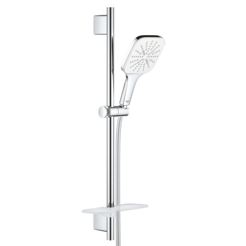 Grohe Rainshower SmartActive Cube - Sada sprchové hlavice 130 9,5 l/min, 3 proudy, tyče 60 cm a hadice, měsíční bílá 26584LS0
