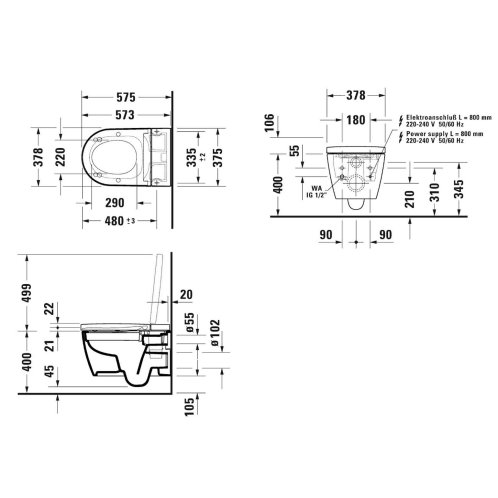 Duravit SensoWash Starck - Elektronický bidet s keramikou, Rimless, SoftClose, DuraShield, alpská bílá 650001012004310