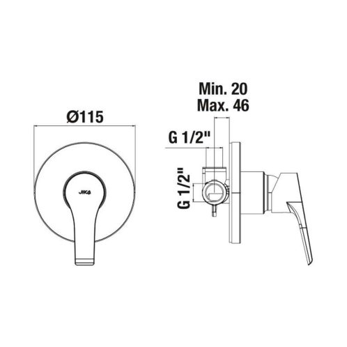 Jika Cube - Baterie pod omítku, s tělesem, chrom H3311W60040001