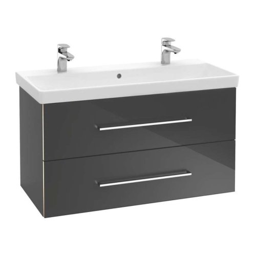 Villeroy & Boch Avento - Dvojumyvadlo nábytkové 100x47 cm, s přepadem, otvory pro baterie, CeramicPlus, alpská bílá 4156A4R1