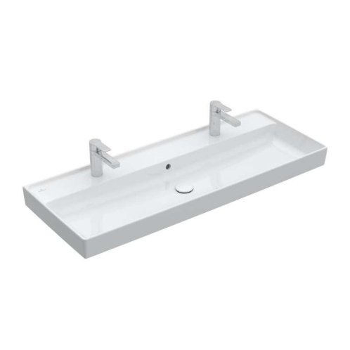 Villeroy & Boch Collaro - Umyvadlo nábytkové 120x47 cm, s přepadem, 2 otvory pro baterii, CeramicPlus, alpská bílá 4A33C4R1