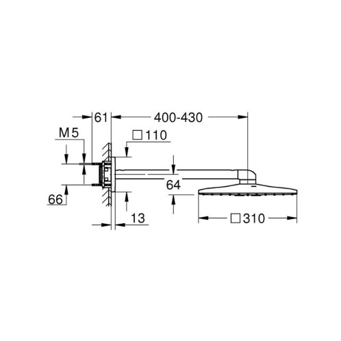 Grohe Rainshower SmartActive Cube - Hlavová sprcha 310, sprchové rameno 43 cm, 2 proudy, supersteel 26479DC0