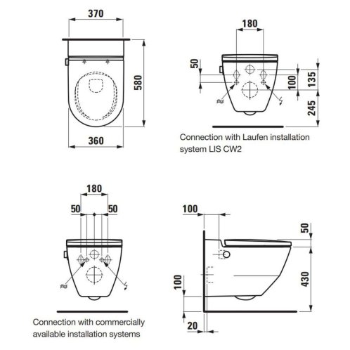 Laufen Cleanet Navia - Elektronický bidet s keramikou, Rimless, SoftClose, s LCC, bílá H8206014000001