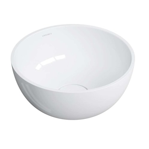 OMNIRES Shell M+ - Umyvadlo na desku, průměr 35 cm, bez přepadu, bez otvoru pro baterii, bílá SHELL350UNBP