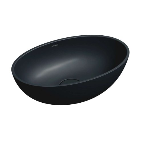 OMNIRES Shell M+ - Umyvadlo na desku 50x32 cm, bez přepadu, bez otvoru pro baterii, matná černá SHELL500UNBLV