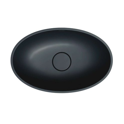 OMNIRES Shell M+ - Umyvadlo na desku 50x32 cm, bez přepadu, bez otvoru pro baterii, matná černá SHELL500UNBLV