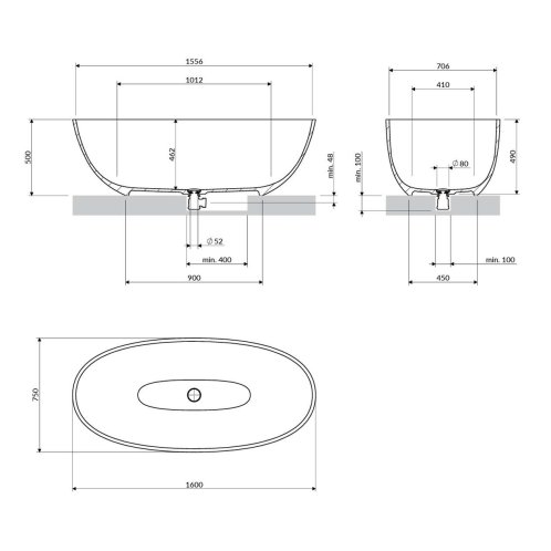 OMNIRES Shell M+ - Volně stojící vana, 160x75 cm, matná béžová SHELLWWDB