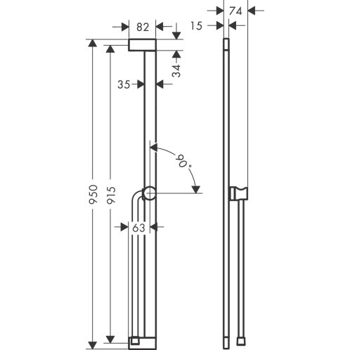 Hansgrohe Unica - Sprchová tyč 95 cm, se sprchovou hadicí, matná bílá 24403700