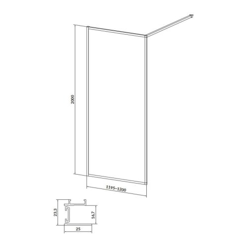 Cersanit Larga - Sprchová stěna Walk-In, 120x200 cm, chrom/čiré sklo S932-137