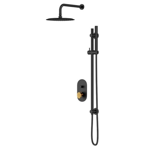 Cersanit Inverto - Sprchový set s baterií pod omítku, s tělesem, průměr 25 cm, černá S952-006