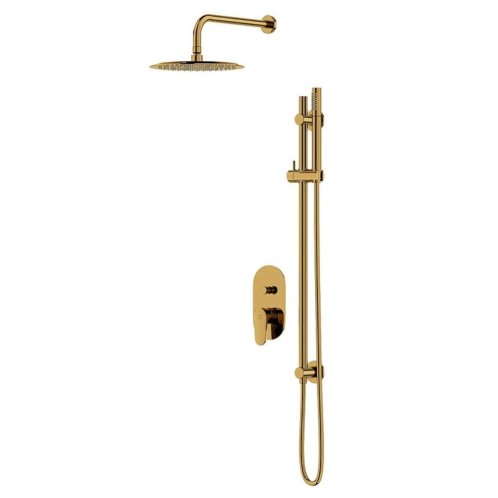 Cersanit Inverto - Sprchový set s baterií pod omítku, s tělesem, průměr 25 cm, zlatá S952-007