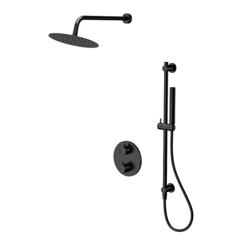 Cersanit Zen - Sprchový set s termostatem pod omítku, s tělesem, průměr 25 cm, černá S952-033
