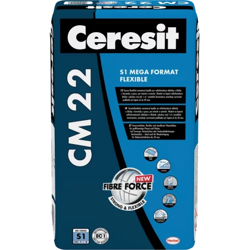 Lepidlo CERESIT CM 22 Mega Format Flexible - Flexibilní lepidlo pro velké formáty a na kritické podklady 25kg, KS.72657