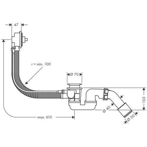 Hansgrohe Flexaplus - Odtoková a přepadová souprava 58140180
