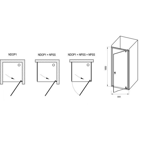 Ravak Nexty - Sprchové dveře pivotové 80 cm, chrom/čiré sklo 03O40C00Z1
