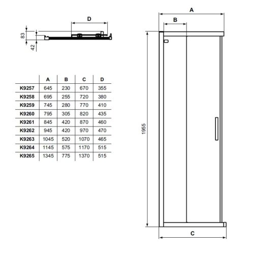 Ideal Standard Connect 2 - Posuvné sprchové dveře, dvoudílné, 140 cm, silver bright/čiré sklo K9265EO