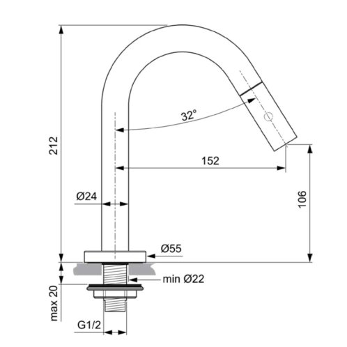 Ideal Standard CeraLine - Umyvadlový ventil, pro studenou vodu, chrom F2843AA