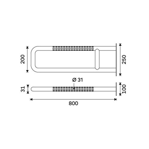 Nimco Asistent - Madlo, délka 80 cm, matná černá BMUC 9080-90