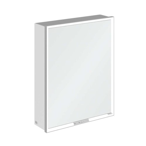 Villeroy & Boch My View+ - Zrcadlová skříňka s LED osvětlením 60x75x17 cm, 1 dvířka, panty vlevo, Brilliant White/šedá A4816LVE