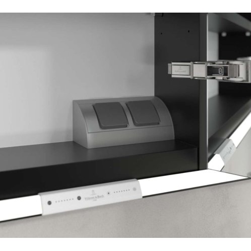 Villeroy & Boch My View+ - Zrcadlová skříňka s LED osvětlením 140x75x17 cm, 3 dvířka, Pure White/matná černá B48214VF
