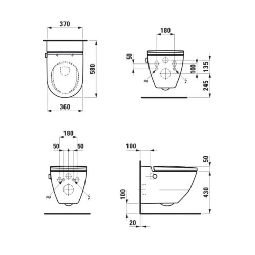 Laufen Cleanet Navia - Elektronický bidet s keramikou, závěsný, Rimless, SoftClose, LCC Active, bílá H820601A000001