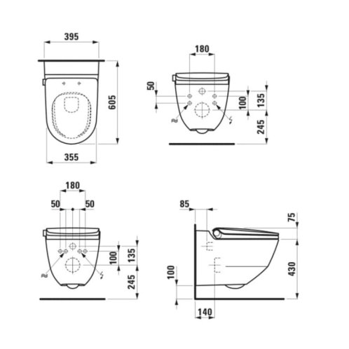 Laufen Cleanet Riva - Elektronický bidet s keramikou, závěsný, Rimless, SoftClose, LCC Active, bílá H820691A000001