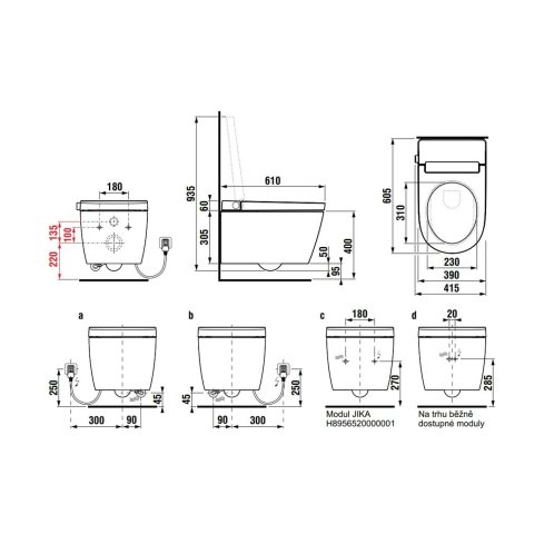 Jika Mila - Elektronický bidet s keramikou, závěsný, Rimless, SlowClose, bílá H8215230000001