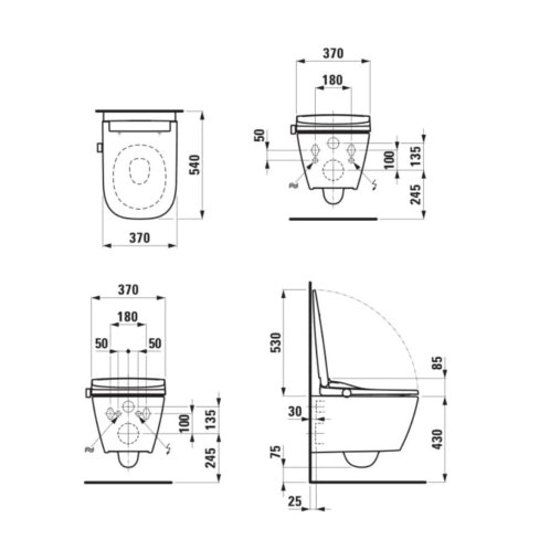 Laufen Cleanet Meda - Elektronický bidet s keramikou, závěsný, Rimless, SoftClose, bílá H604110000S002