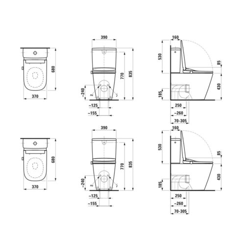 Laufen Cleanet Meda - Stojící elektronický bidet s keramikou, vario odpad, Rimless, SoftClose, bílá H606110000S002