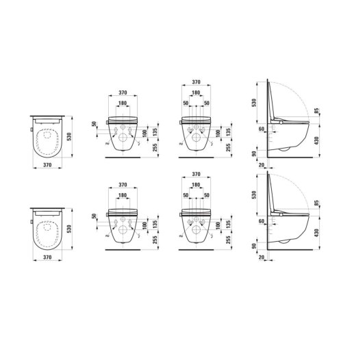Laufen Cleanet Pro Lite - Elektronický bidet s keramikou, závěsný, Rimless, SoftClose, bílá H613890000S002