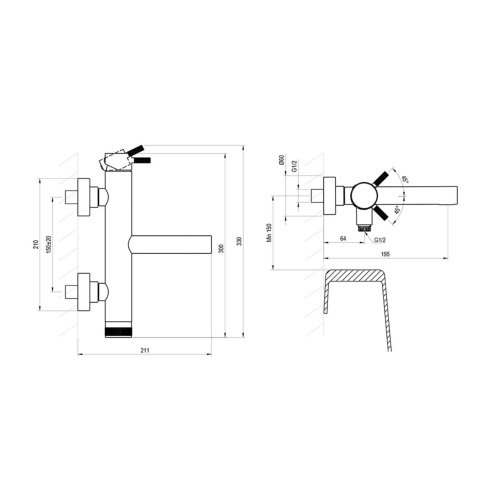 Ravak Nox - Vanová baterie, kartáčovaný grafit X070697