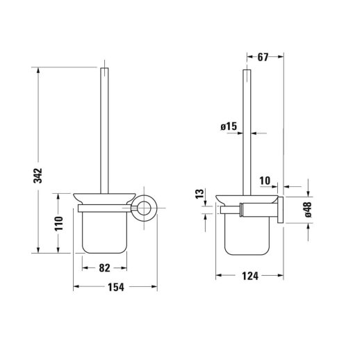 Duravit D-Code - WC štětka nástěnná s držákem, matné sklo/matná černá 0099274600