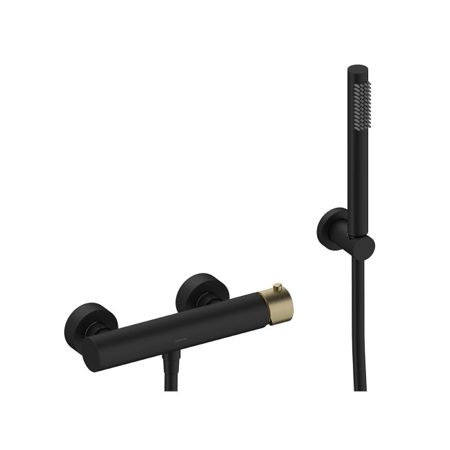 Sanycces Loop - Sprchová podomítková baterie 26x8,3x9,2 cm, black matt/brushed gold MDU011BMBGK Hlavní obrázek