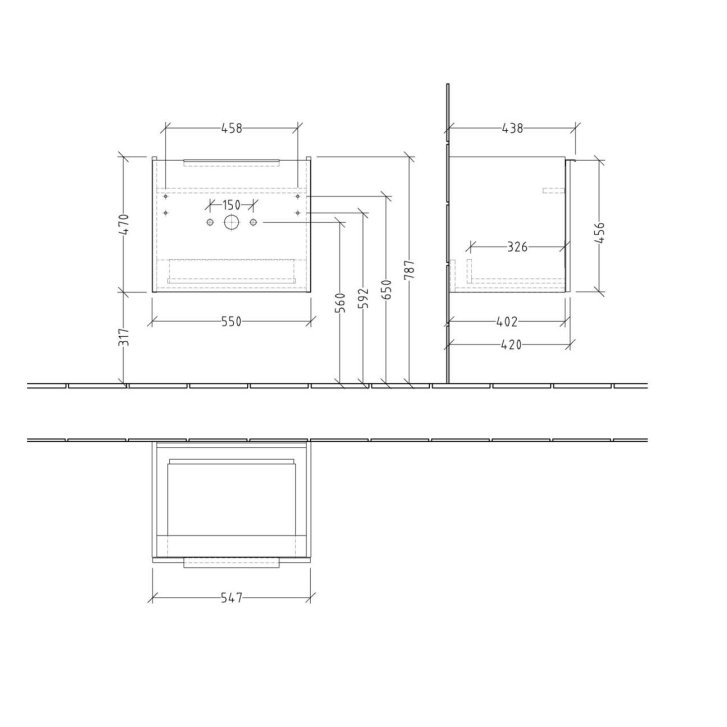 Villeroy & Boch Architectura - Umyvadlová skříňka, 55x47x44 cm, 1 zásuvka, bílá B88700VS