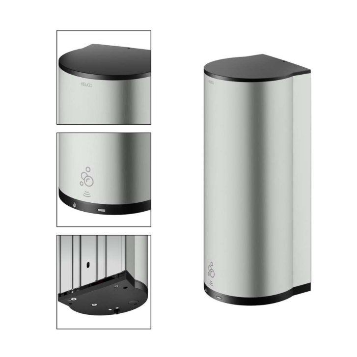 Keuco Plan - Automatický nástěnný dávkovač tekutého mýdla, 1100 ml, nerez/černá 14986060037